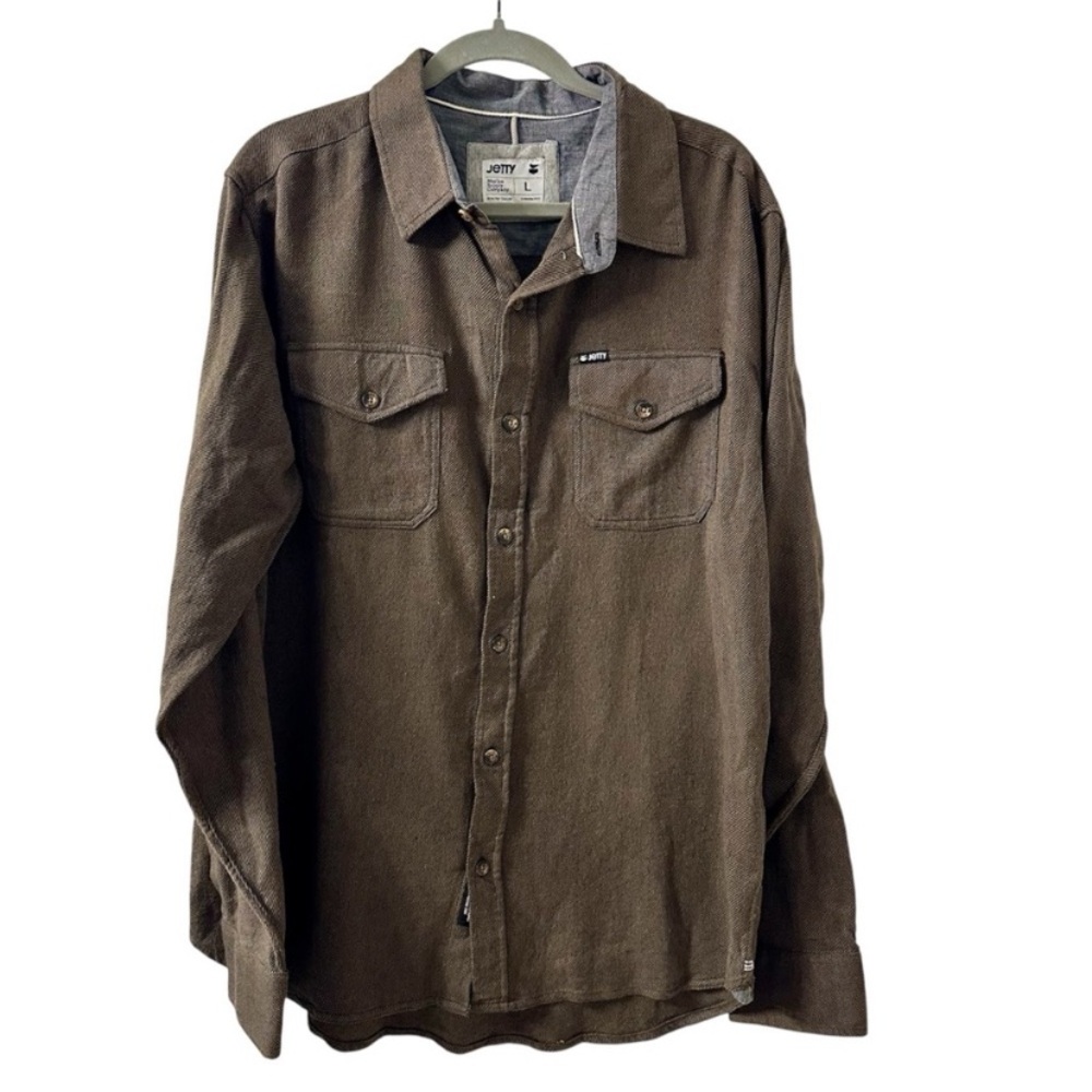 Brown Long Sleeve Button-Up Shirt